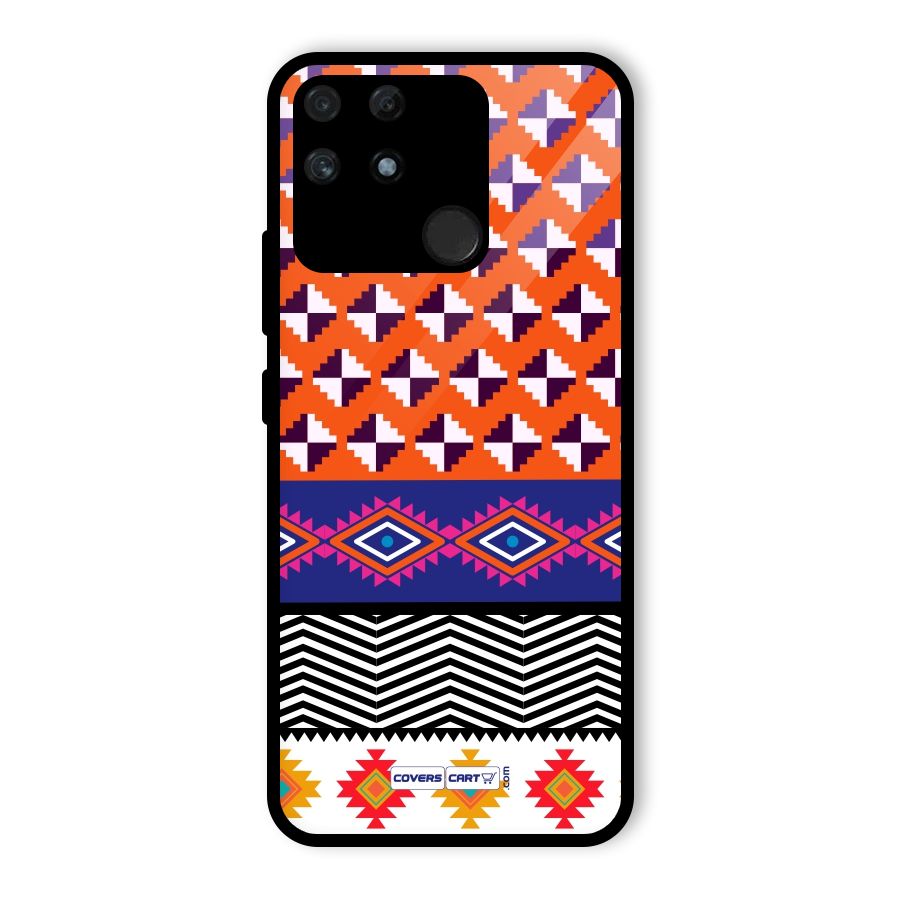 Mixed Pattern Aztec Glass Back Case for Realme Narzo 50A