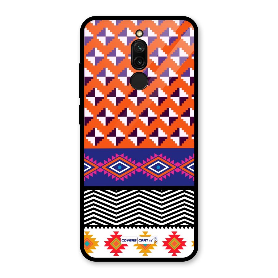 Mixed Pattern Aztec Glass Back Case for Redmi 8