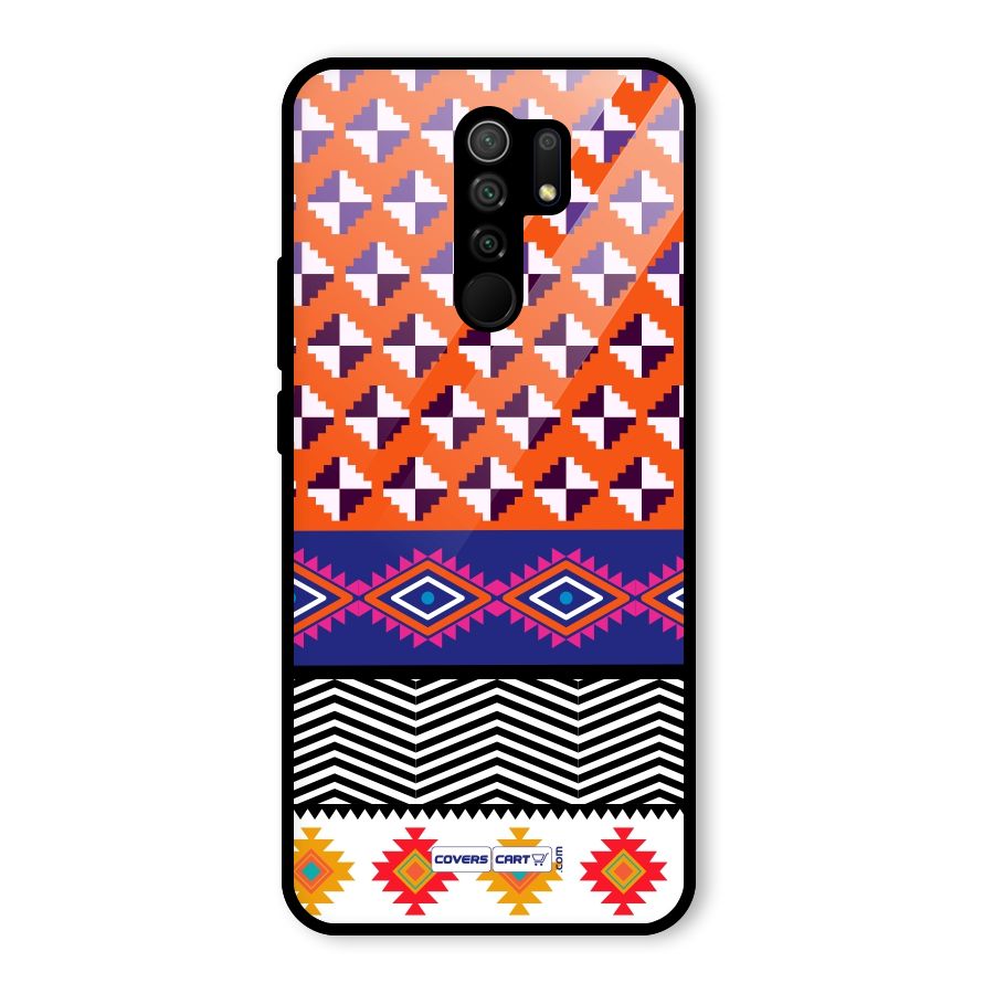Mixed Pattern Aztec Glass Back Case for Redmi 9 Prime