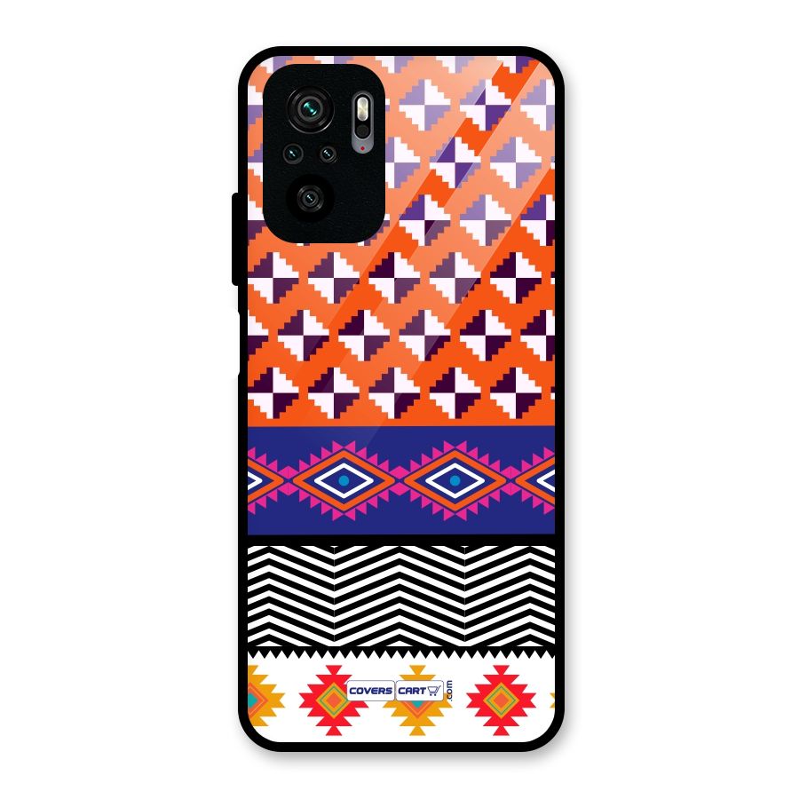 Mixed Pattern Aztec Glass Back Case for Redmi Note 10S