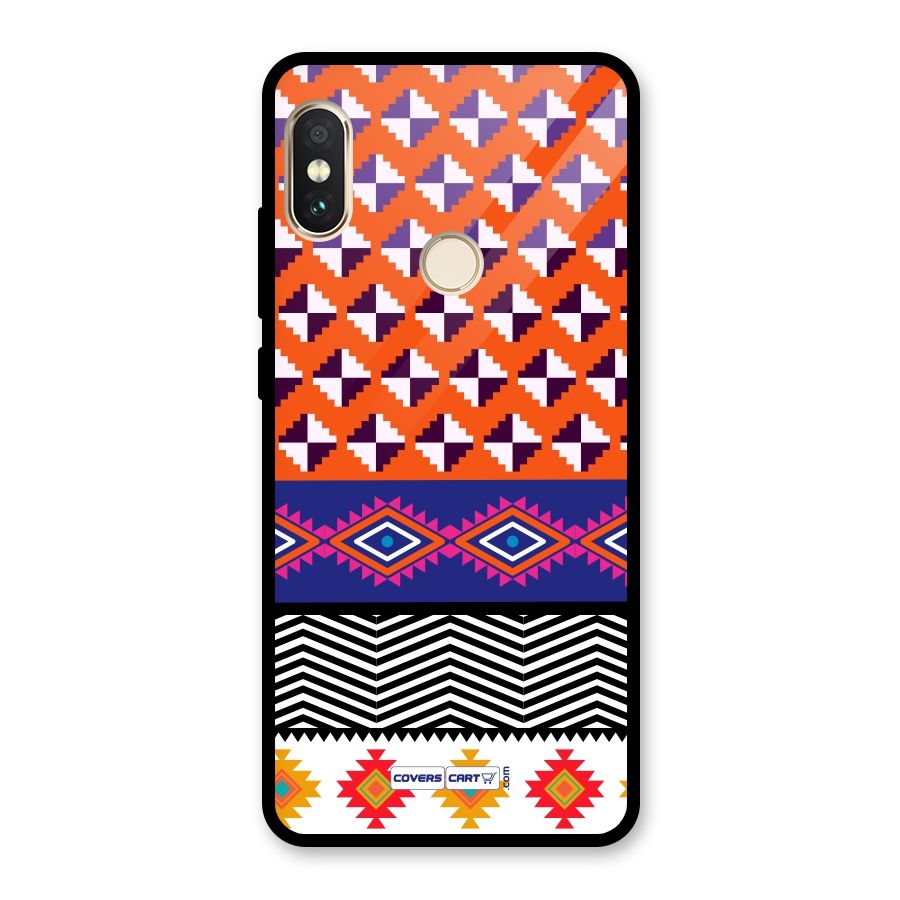 Mixed Pattern Aztec Glass Back Case for Redmi Note 5 Pro