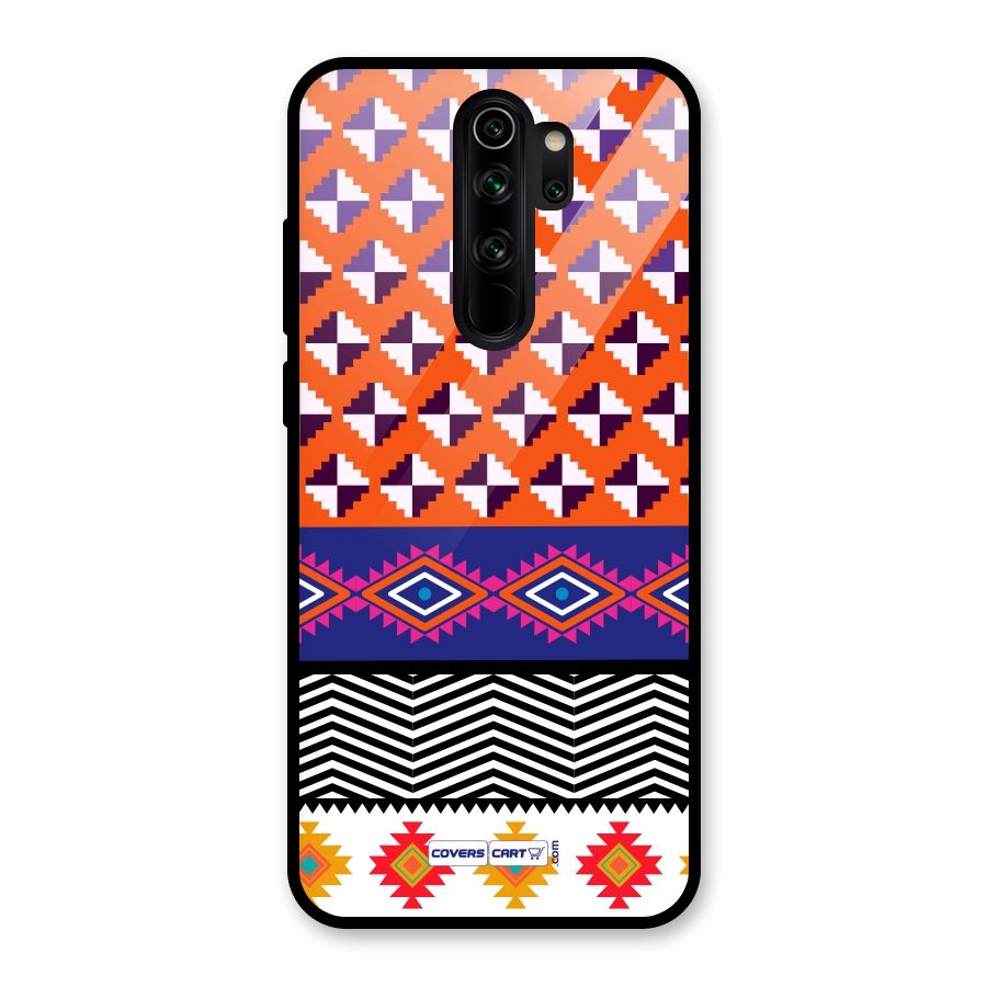 Mixed Pattern Aztec Glass Back Case for Redmi Note 8 Pro