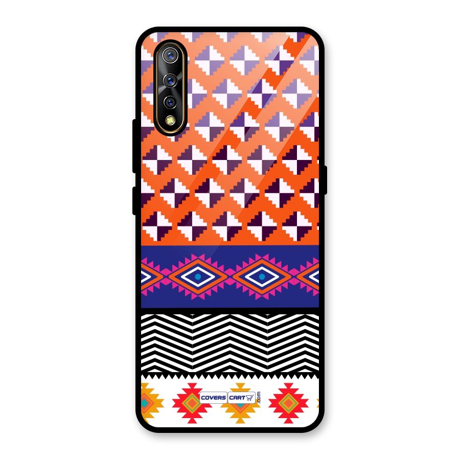 Mixed Pattern Aztec Glass Back Case for Vivo S1