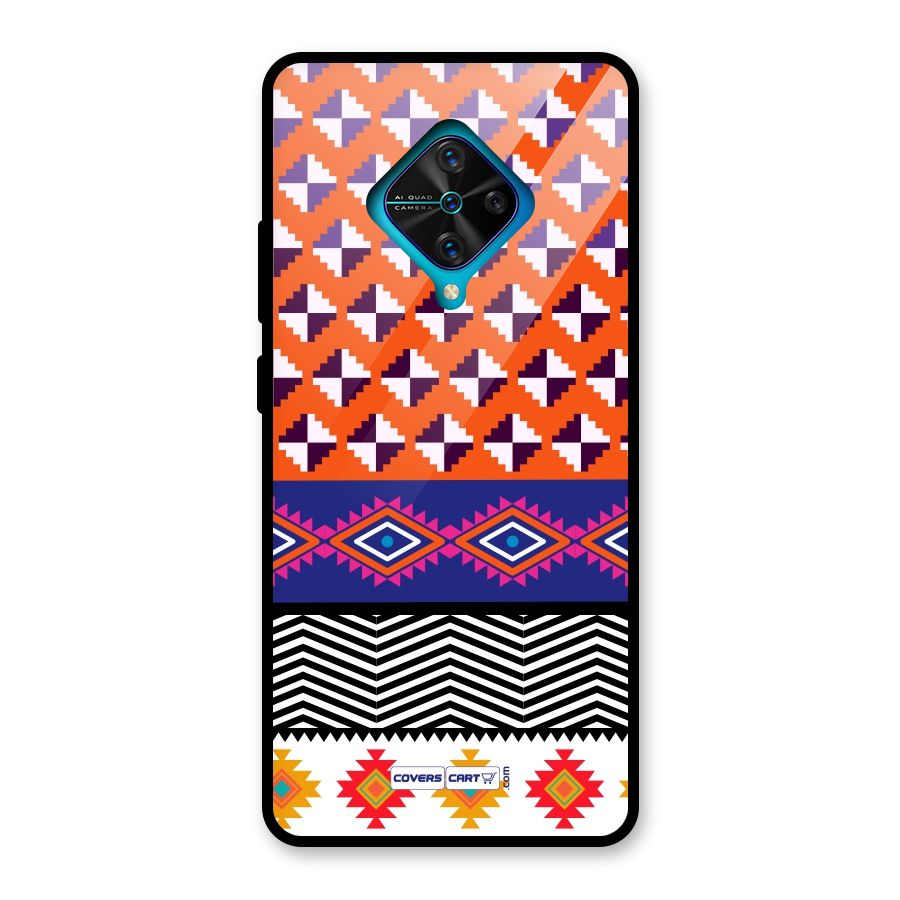 Mixed Pattern Aztec Glass Back Case for Vivo S1 Pro