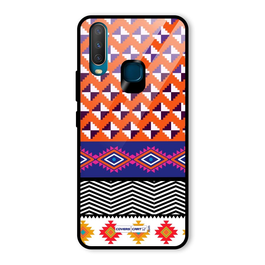 Mixed Pattern Aztec Glass Back Case for Vivo U10