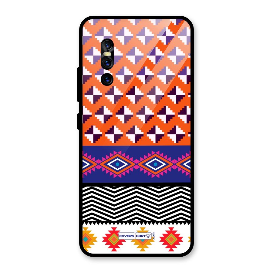 Mixed Pattern Aztec Glass Back Case for Vivo V15 Pro