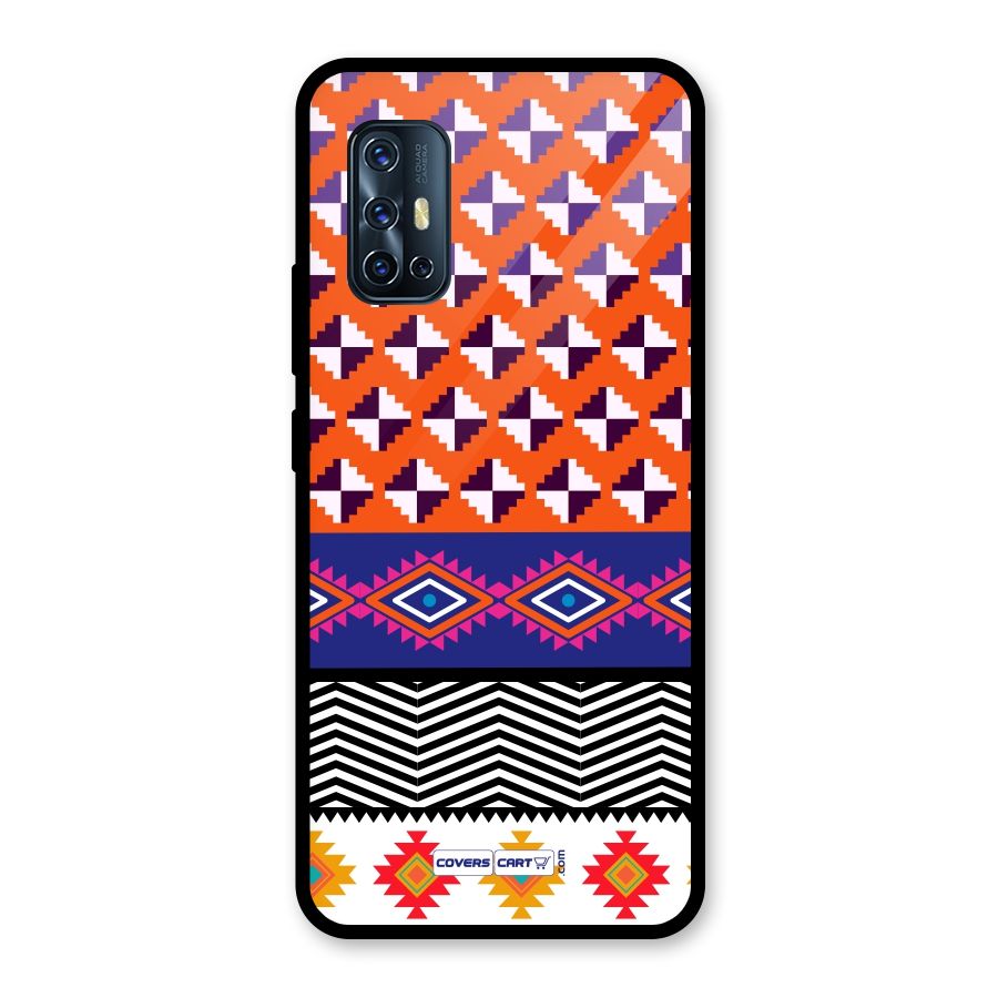 Mixed Pattern Aztec Glass Back Case for Vivo V17