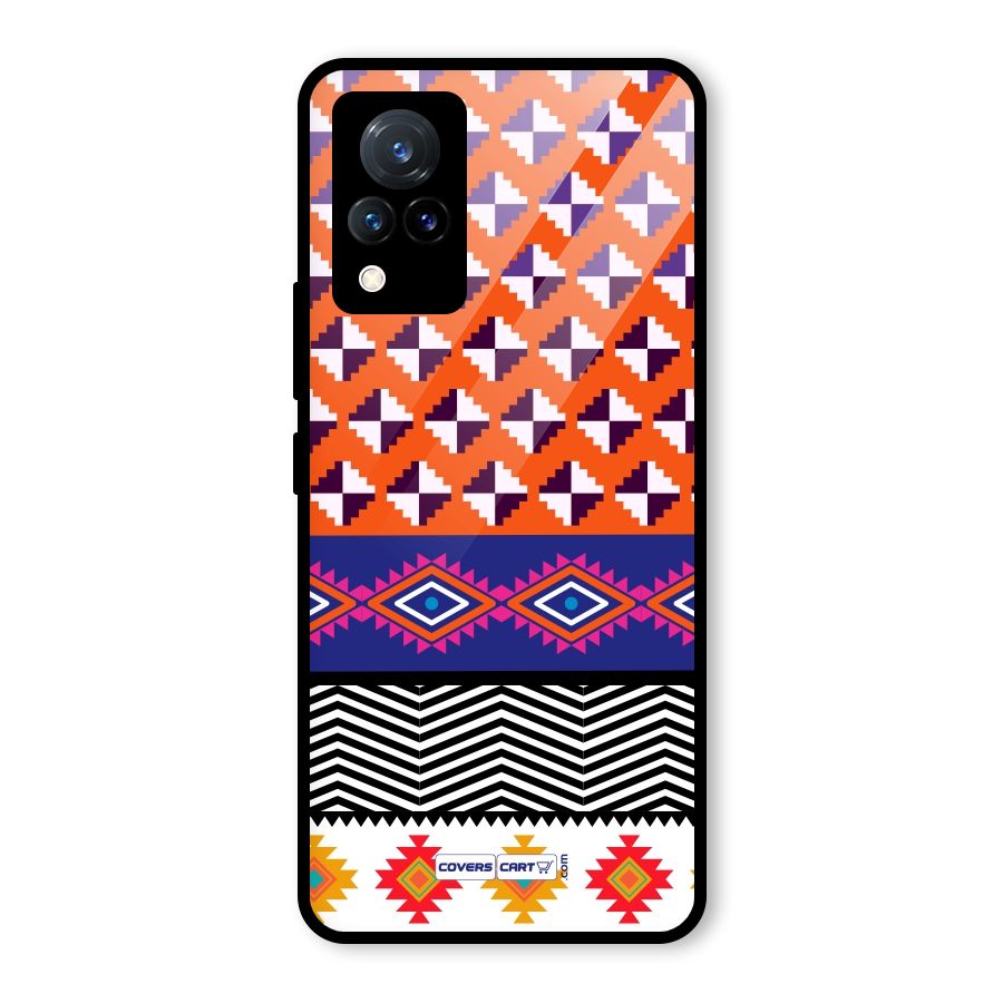 Mixed Pattern Aztec Glass Back Case for Vivo V21 5G