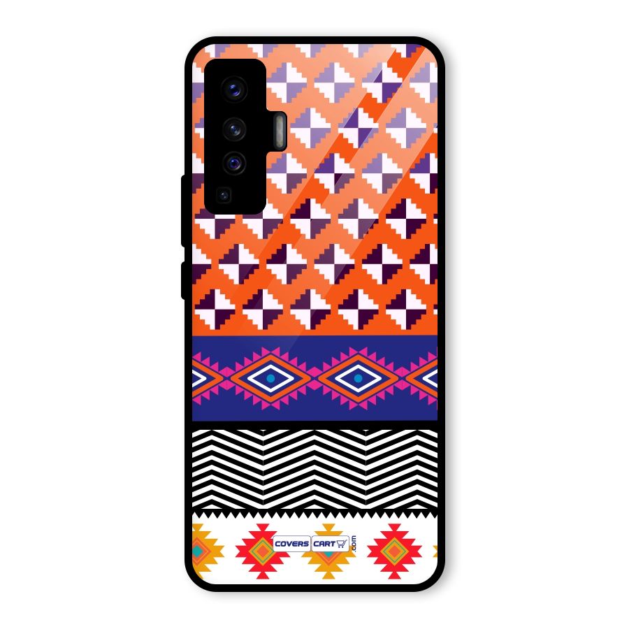 Mixed Pattern Aztec Glass Back Case for Vivo X50