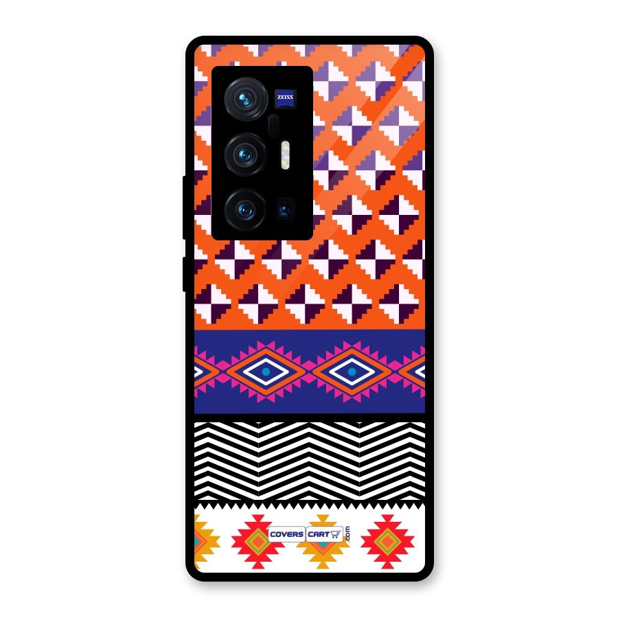 Mixed Pattern Aztec Glass Back Case for Vivo X70 Pro Plus