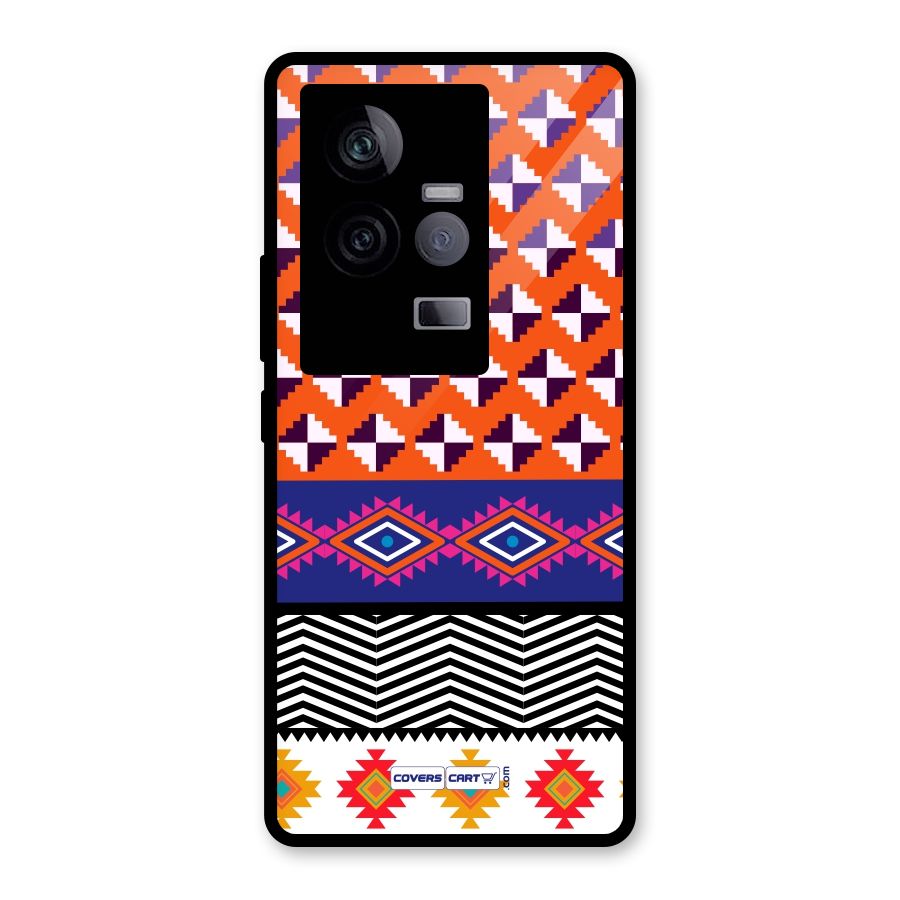 Mixed Pattern Aztec Glass Back Case for Vivo iQOO 11 5G