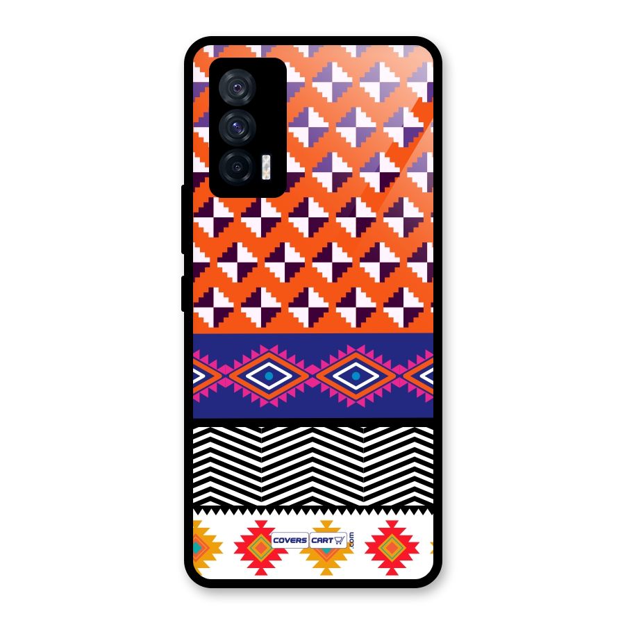 Mixed Pattern Aztec Glass Back Case for Vivo iQOO 7 5G