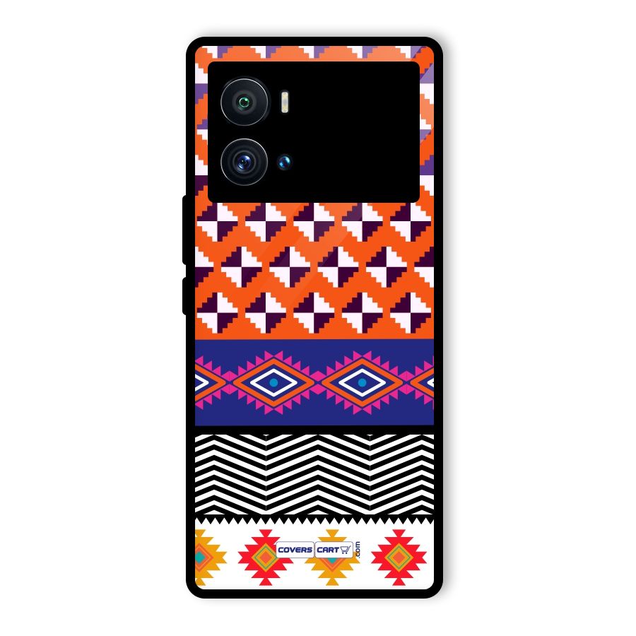 Mixed Pattern Aztec Glass Back Case for Vivo iQOO 9 Pro