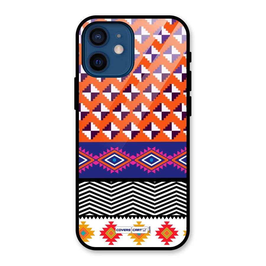 Mixed Pattern Aztec Glass Back Case for iPhone 12 Mini