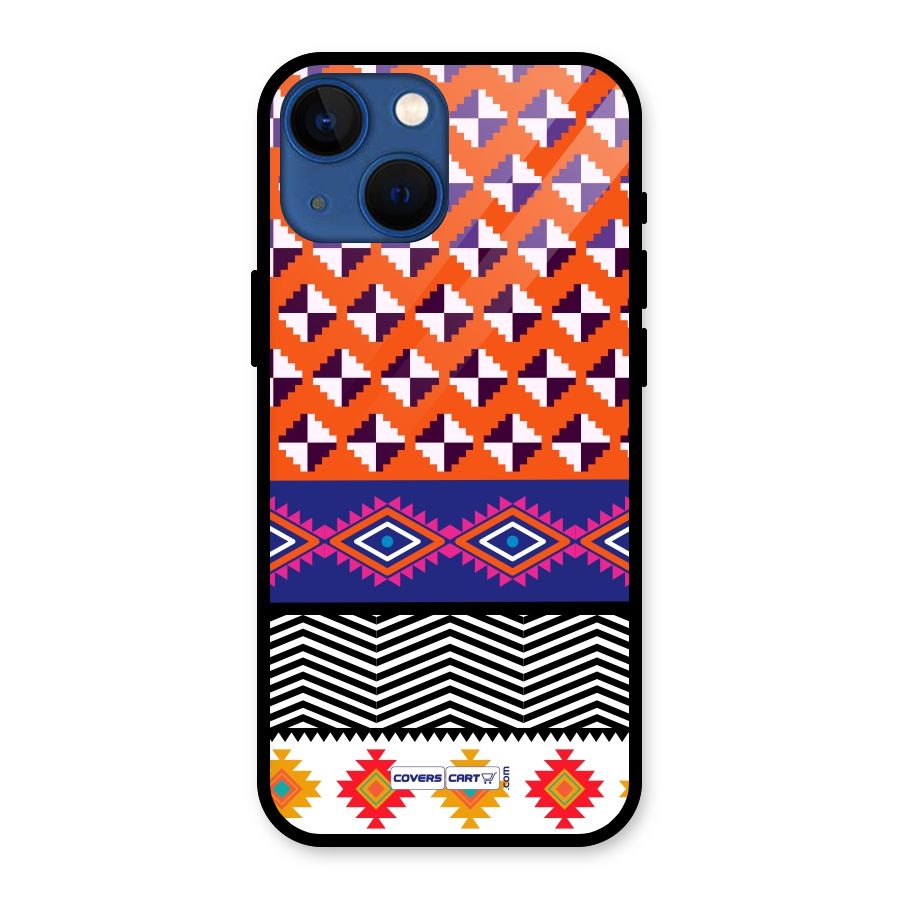 Mixed Pattern Aztec Glass Back Case for iPhone 13 Mini