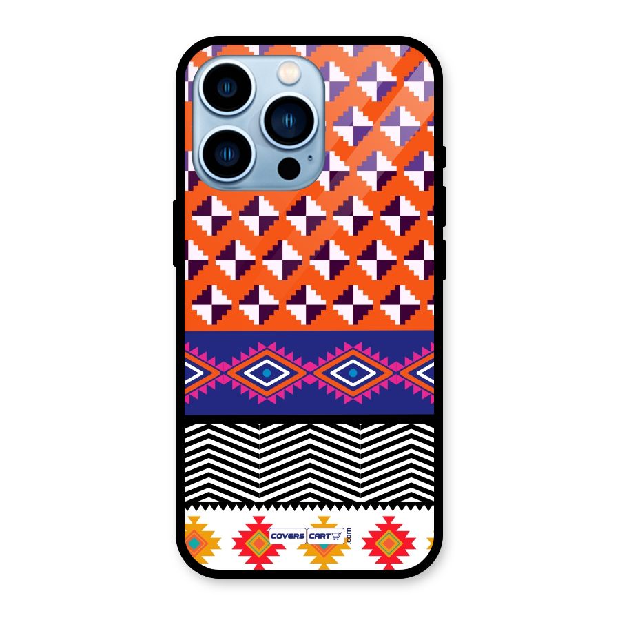 Mixed Pattern Aztec Glass Back Case for iPhone 13 Pro