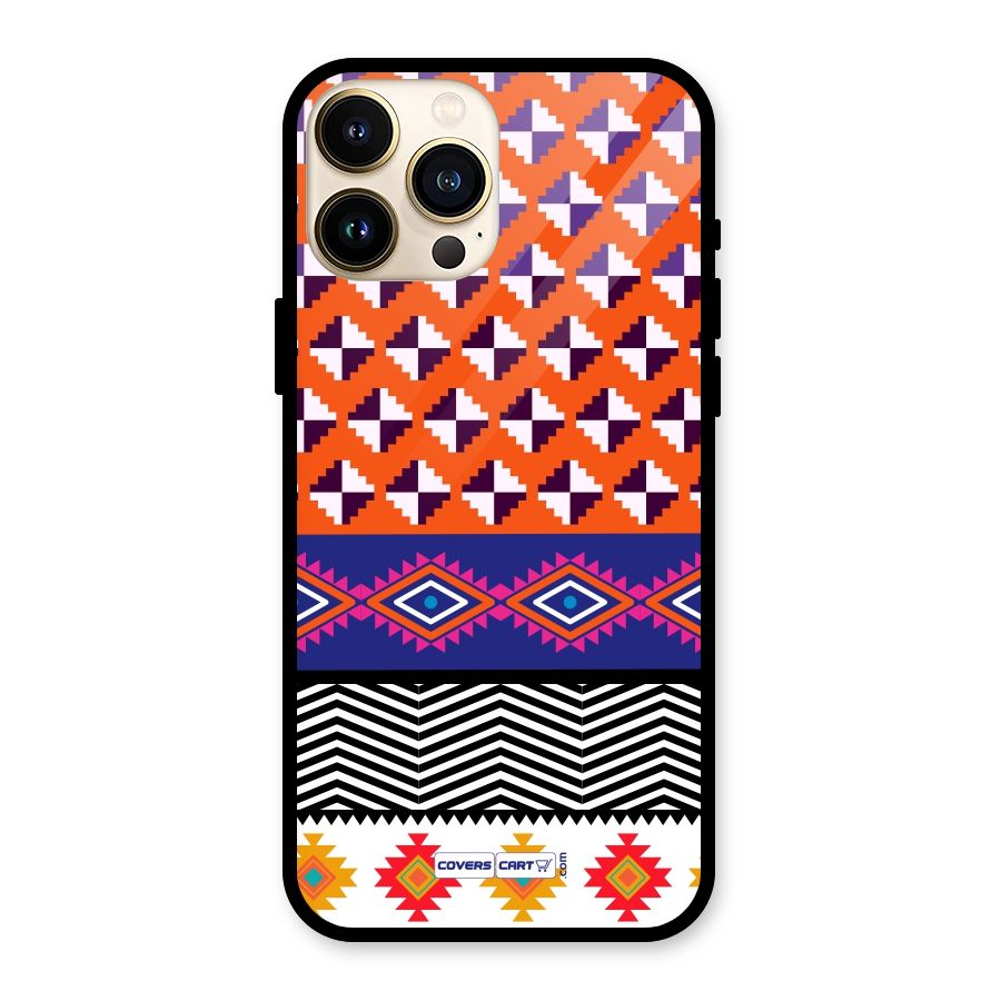 Mixed Pattern Aztec Glass Back Case for iPhone 13 Pro Max