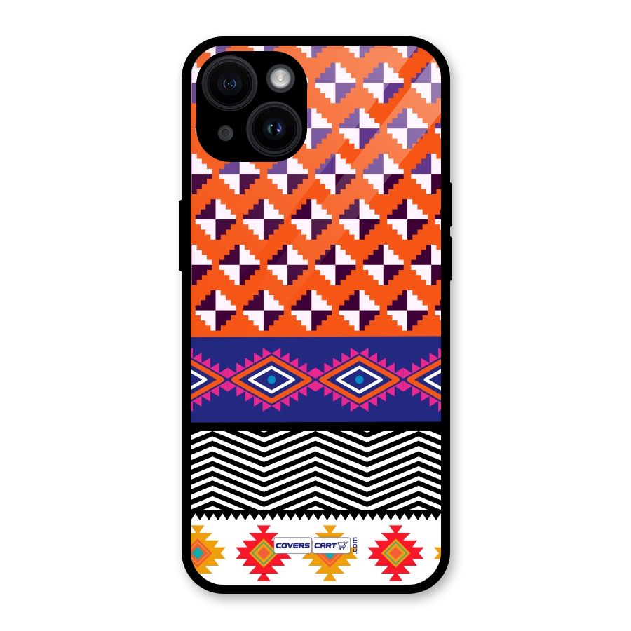 Mixed Pattern Aztec Glass Back Case for iPhone 14