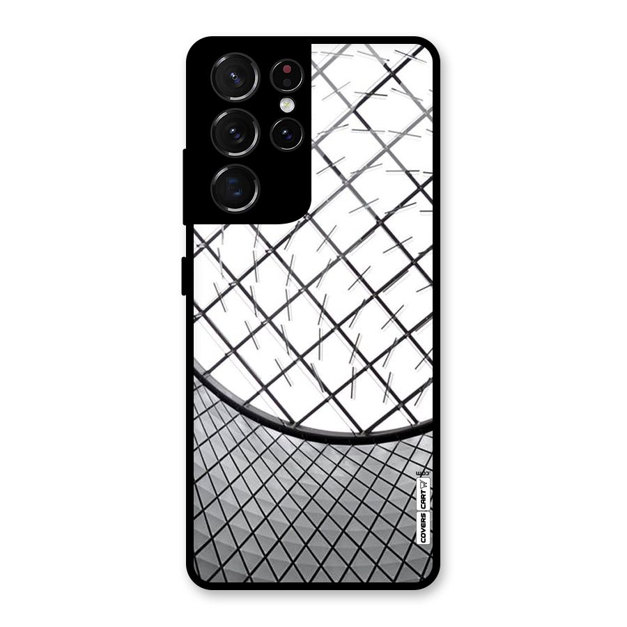 Modern Abstract Pattern Glass Back Case for Galaxy S21 Ultra 5G