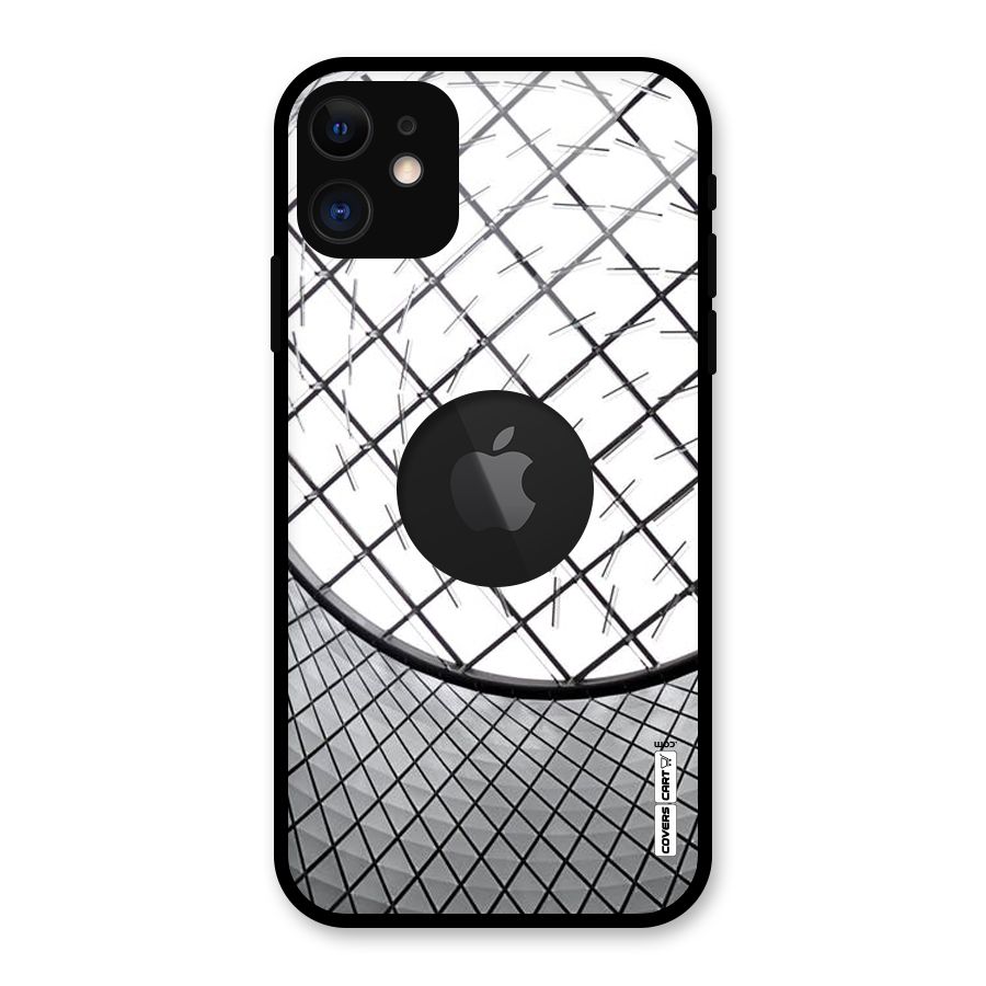 Modern Abstract Pattern Glass Back Case for iPhone 11 Logo Cut