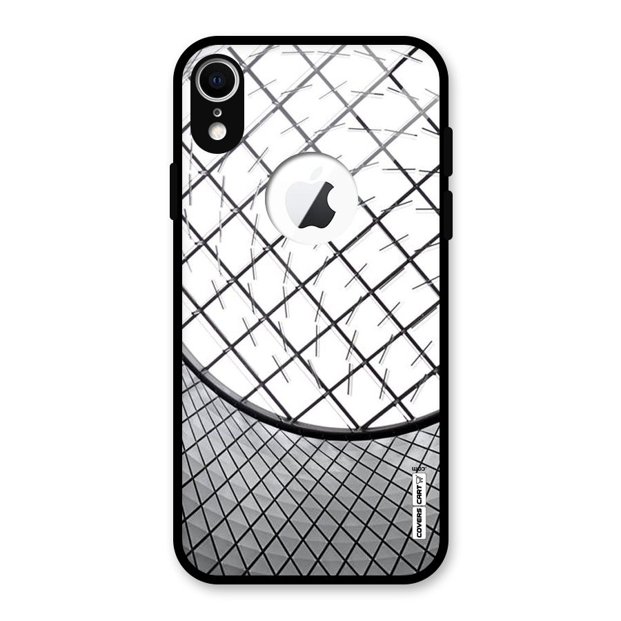 Modern Abstract Pattern Glass Back Case for iPhone XR Logo Cut