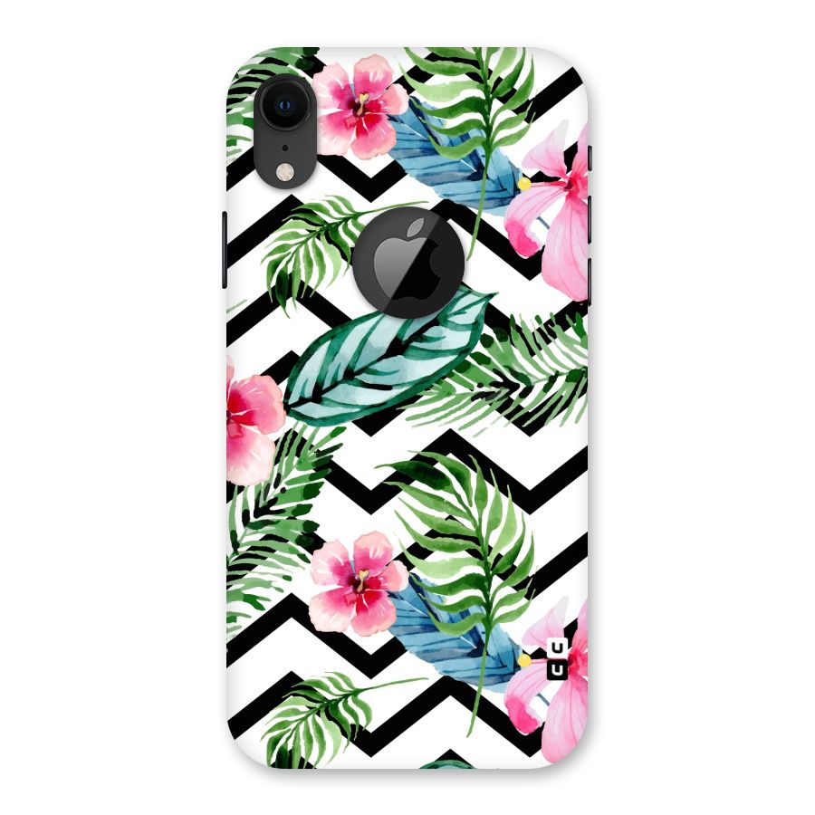 Modern Flowers Back Case for iPhone XR Logo Cut