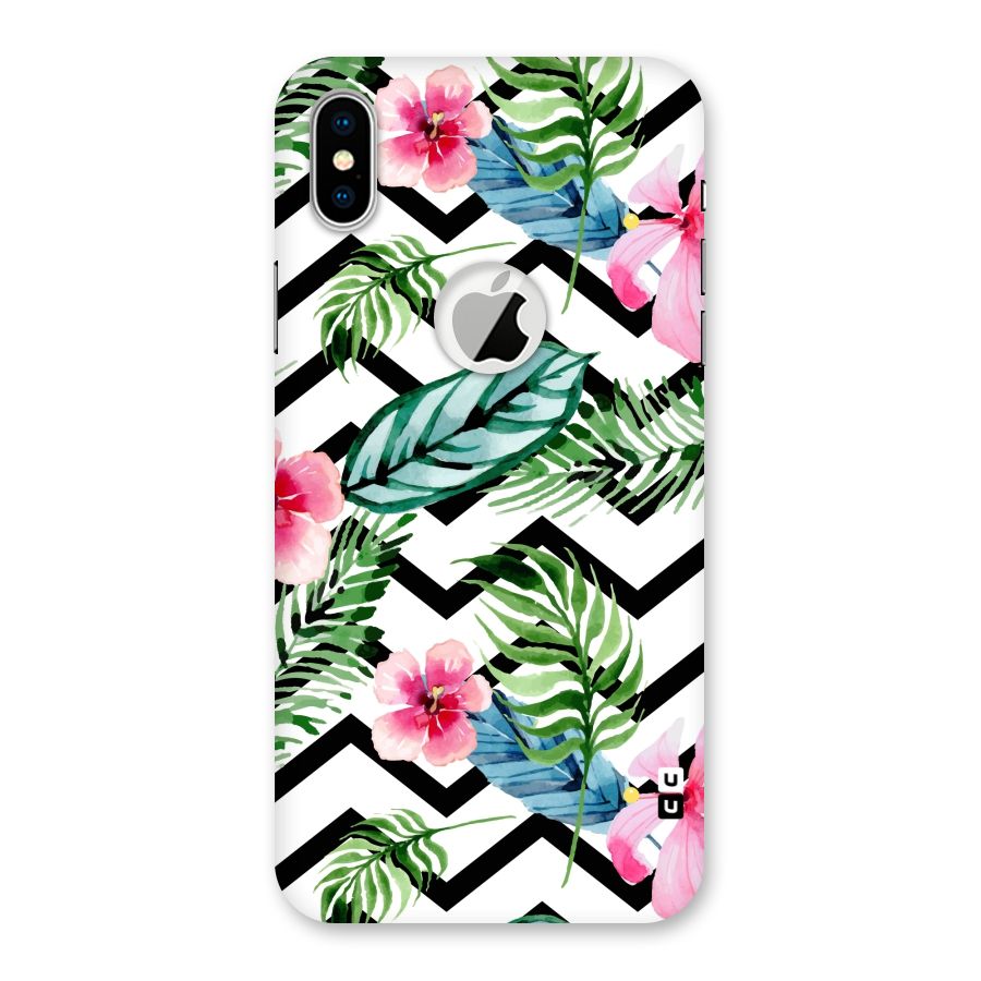 Modern Flowers Back Case for iPhone X Logo Cut