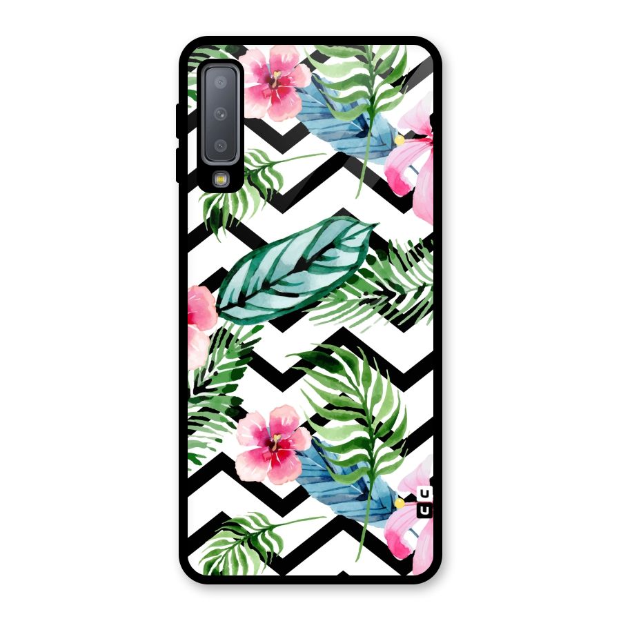 Modern Flowers Glass Back Case for Galaxy A7 (2018)