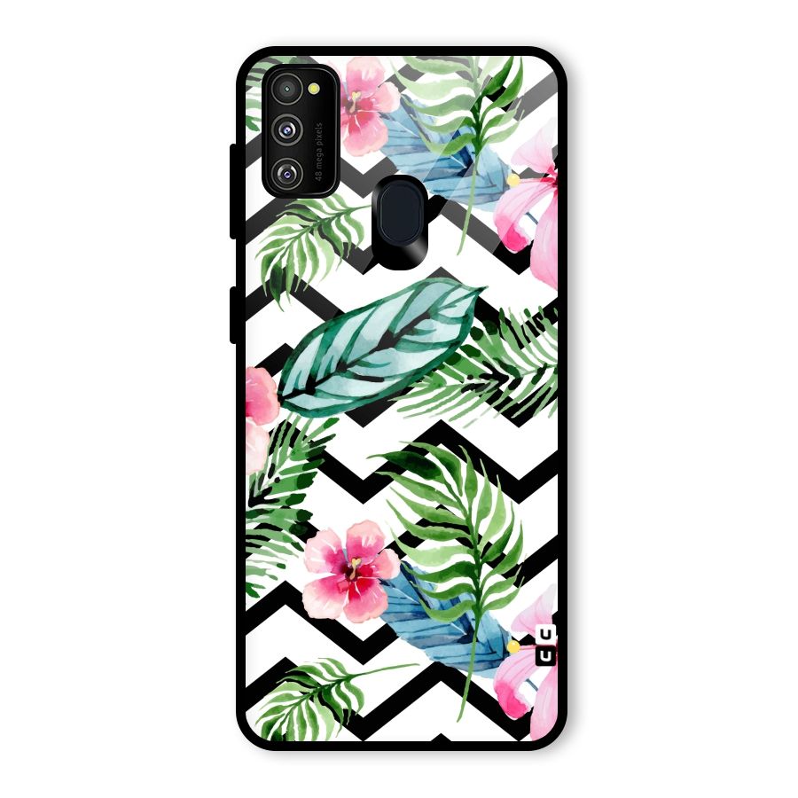 Modern Flowers Glass Back Case for Galaxy M30s