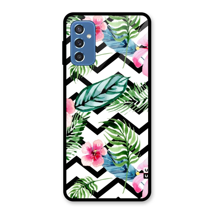 Modern Flowers Glass Back Case for Galaxy M52 5G