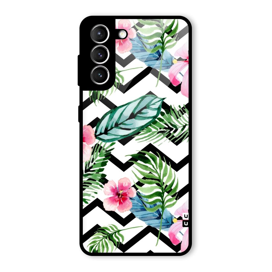 Modern Flowers Glass Back Case for Galaxy S21 5G
