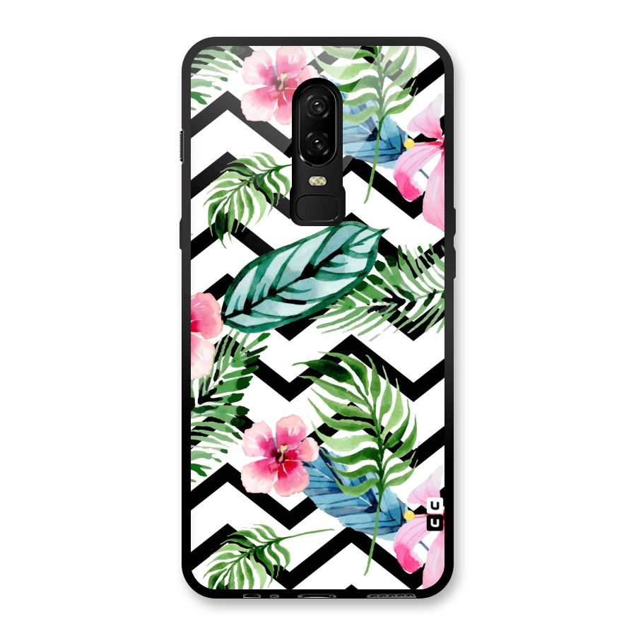 Modern Flowers Glass Back Case for OnePlus 6