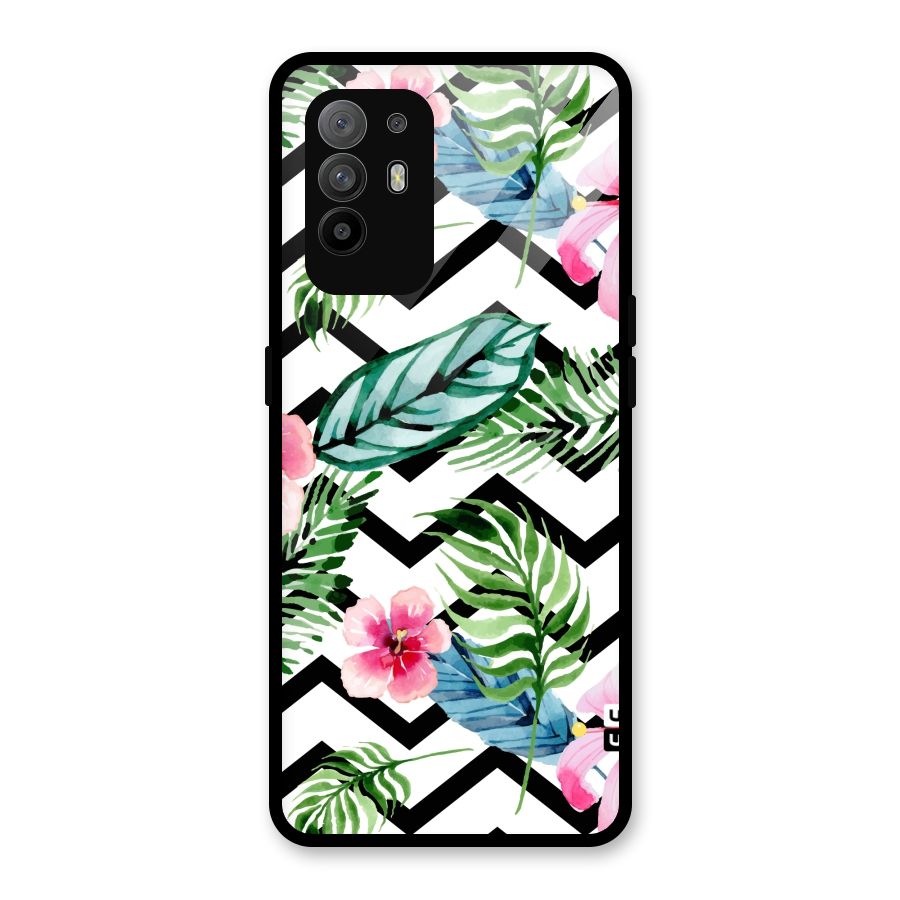 Modern Flowers Glass Back Case for Oppo F19 Pro Plus 5G