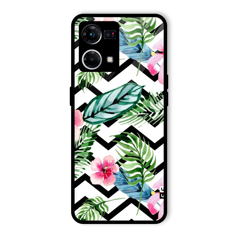 Modern Flowers Glass Back Case for Oppo F21s Pro 4G