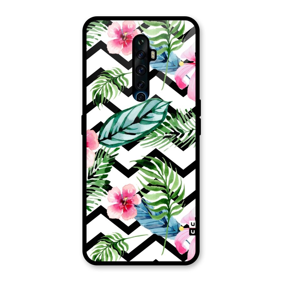 Modern Flowers Glass Back Case for Oppo Reno2 F