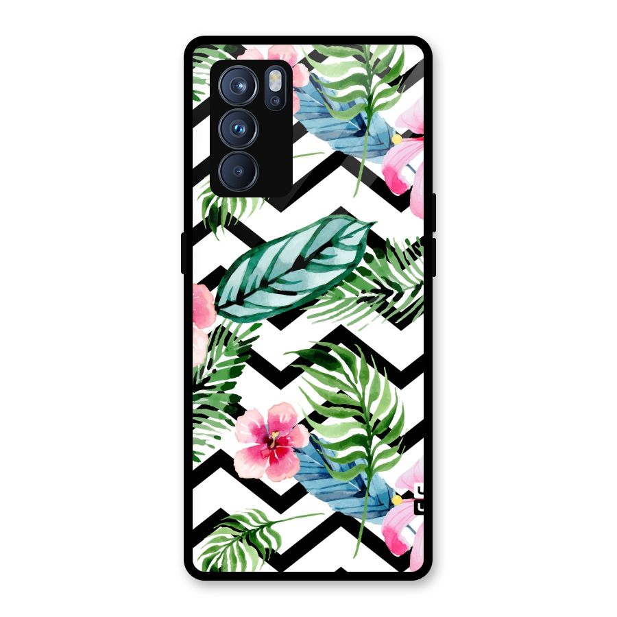 Modern Flowers Glass Back Case for Oppo Reno6 Pro 5G