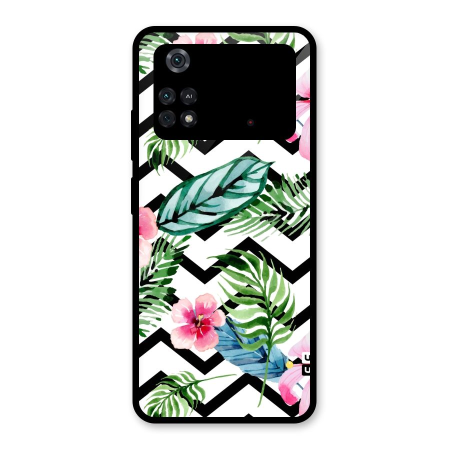 Modern Flowers Glass Back Case for Poco M4 Pro 4G