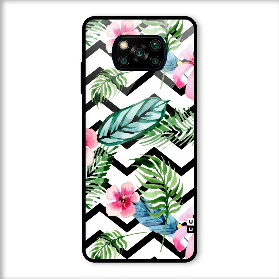 Modern Flowers Glass Back Case for Poco X3