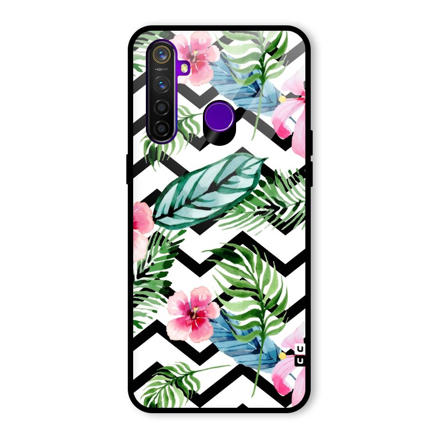 Modern Flowers Glass Back Case for Realme 5 Pro