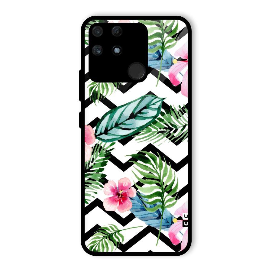 Modern Flowers Glass Back Case for Realme Narzo 50A