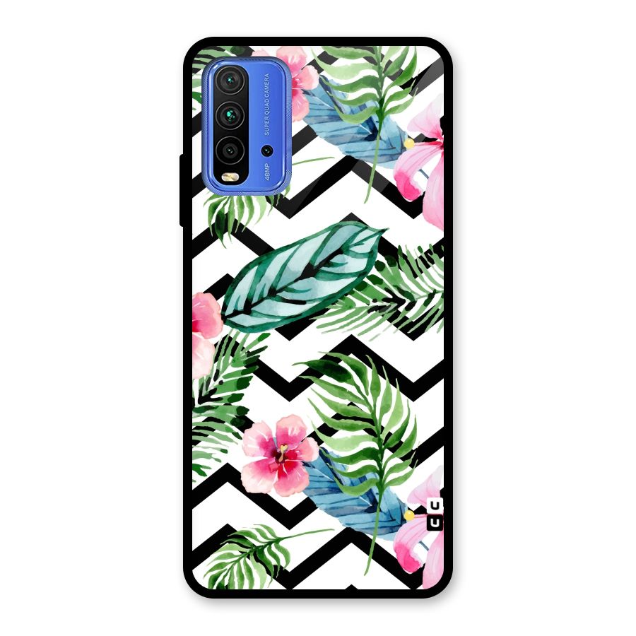 Modern Flowers Glass Back Case for Redmi 9 Power