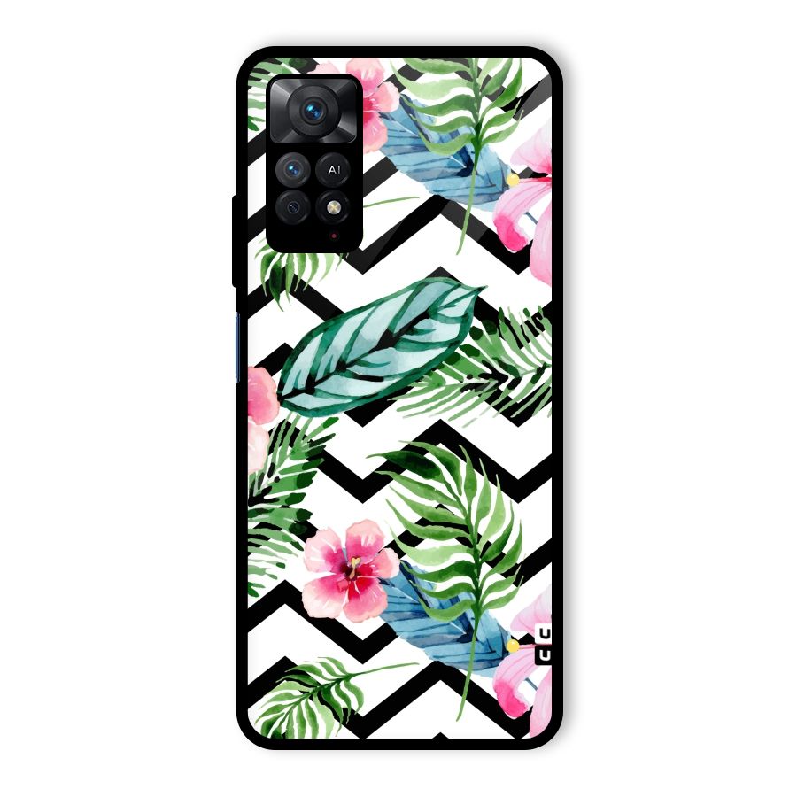Modern Flowers Glass Back Case for Redmi Note 11 Pro