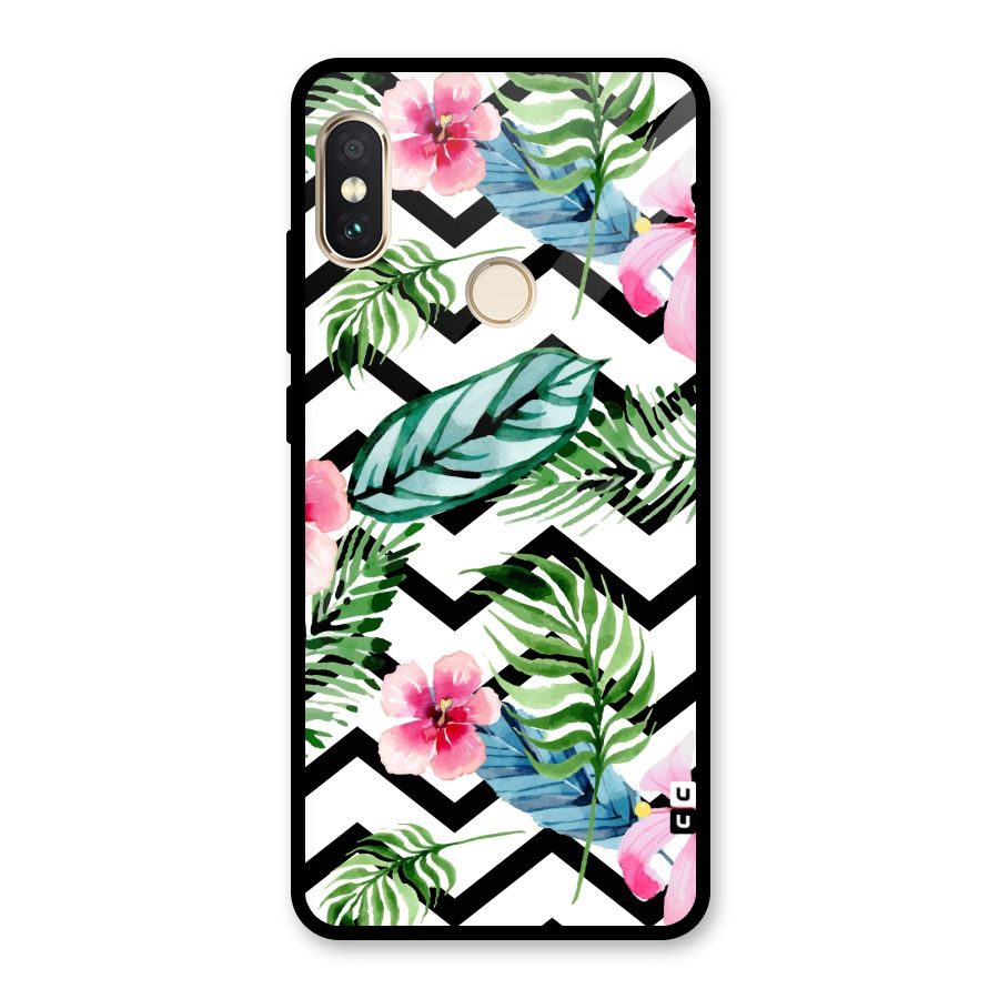 Modern Flowers Glass Back Case for Redmi Note 5 Pro