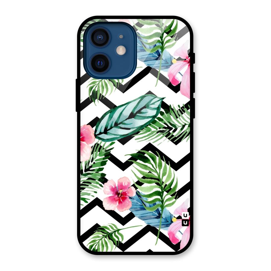 Modern Flowers Glass Back Case for iPhone 12 Mini