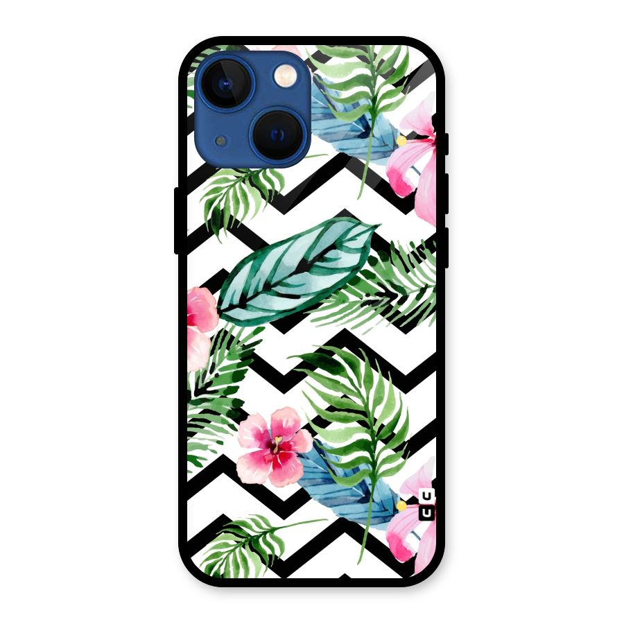 Modern Flowers Glass Back Case for iPhone 13 Mini