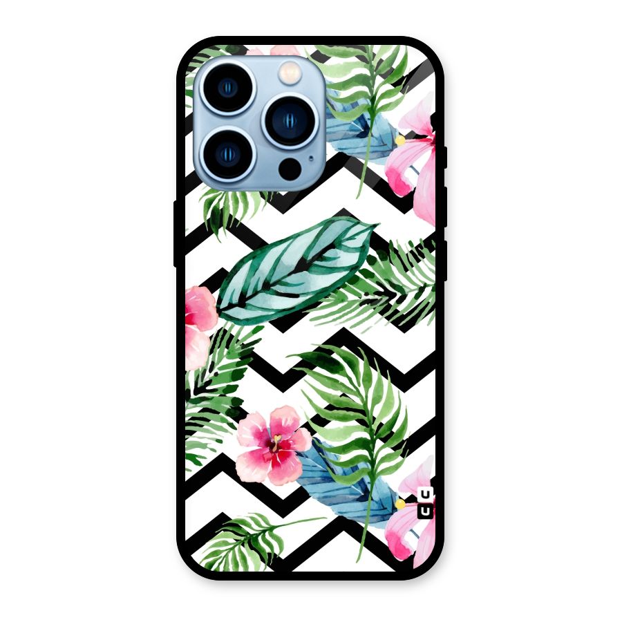Modern Flowers Glass Back Case for iPhone 13 Pro