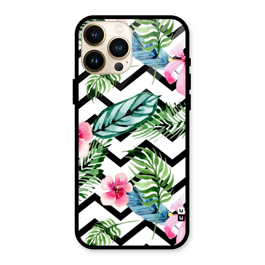 Modern Flowers Glass Back Case for iPhone 13 Pro Max