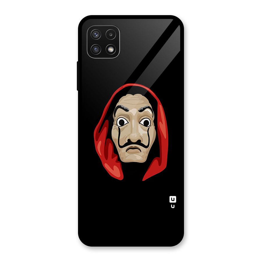 Money Heist Mask Glass Back Case for Galaxy A22 5G