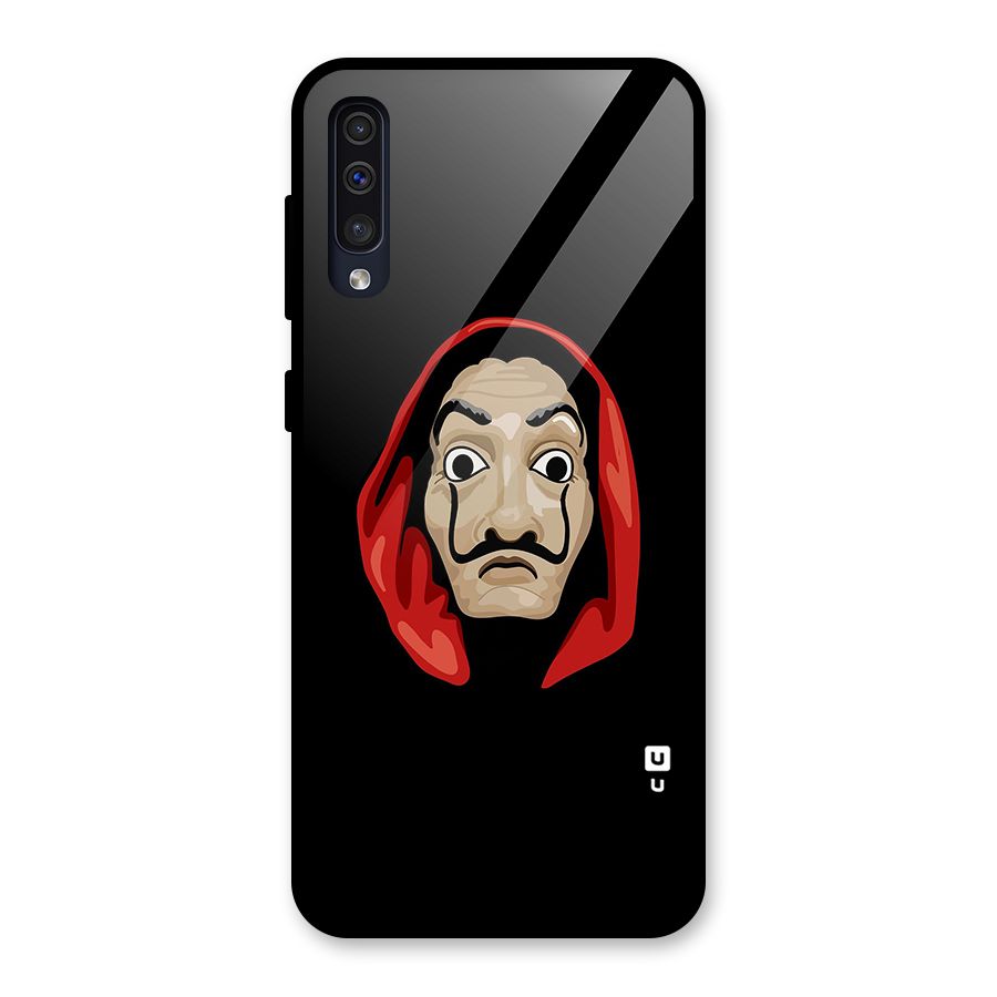 Money Heist Mask Glass Back Case for Galaxy A50