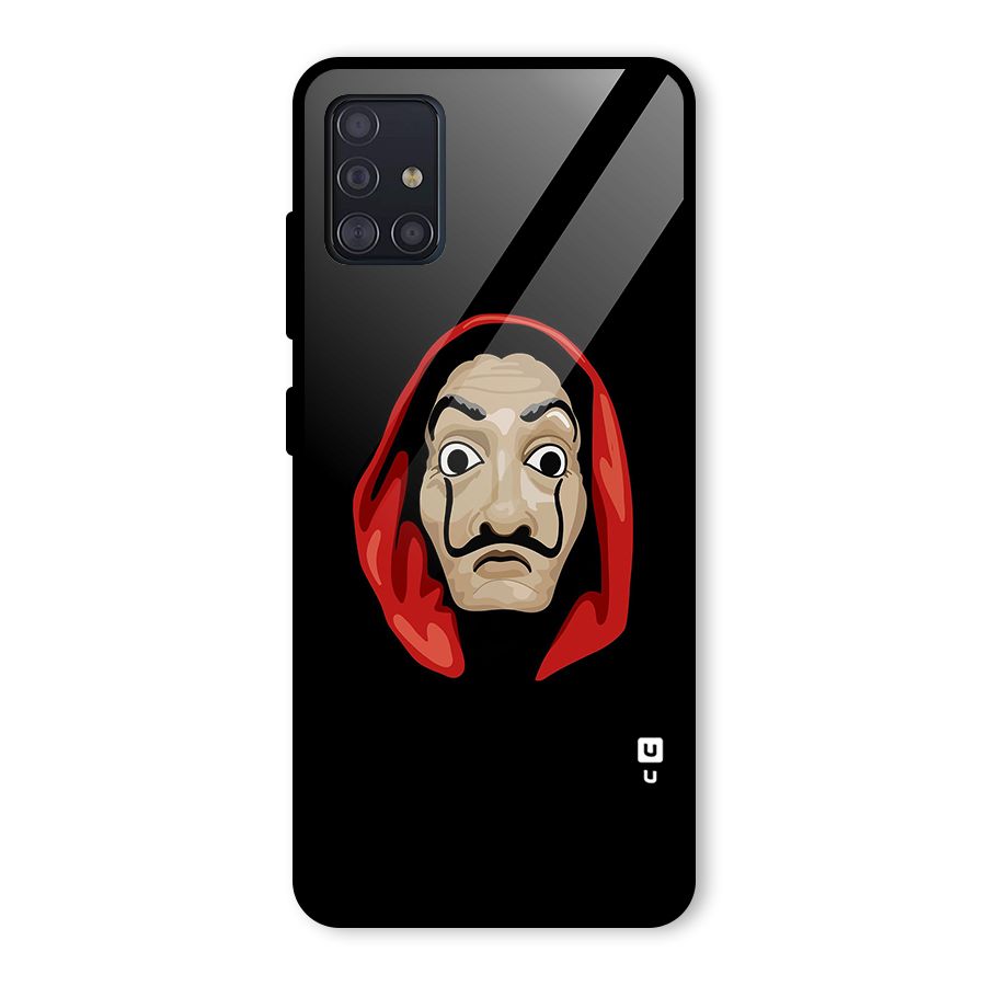 Money Heist Mask Glass Back Case for Galaxy A51